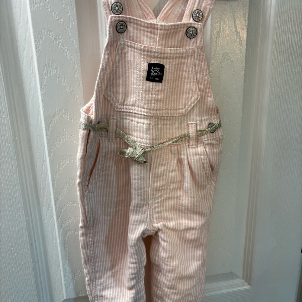 GAP Light Pink Striped Overalls